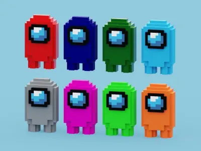 Voxel Among Us Low-poly 3D model