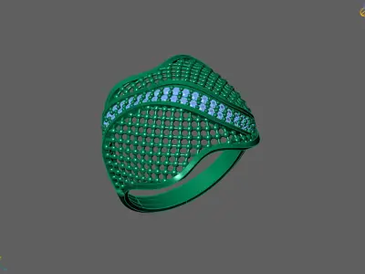 Women Ring With Stone Diamond Ready STL 3DM Models Womens Rings 3D print model 3