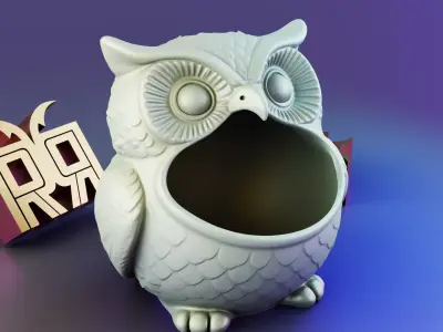 Owl Sculpture Desk Organizer Entryway Key Holder 3D print model