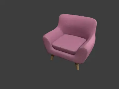 Pink Armchair Low-poly 3D model