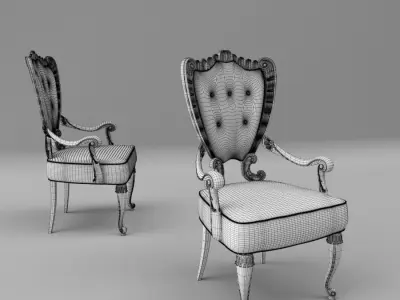 Luxury Art Nouveau Chair 298P 3D model