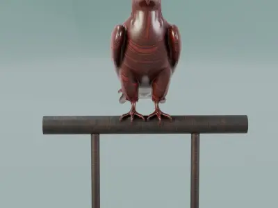 House Decoration Eagle Wood Statue Low-poly 3D model