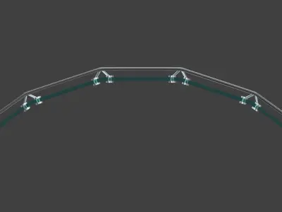 Arched structure wireframe connections glass panels 3D model V2 3D model