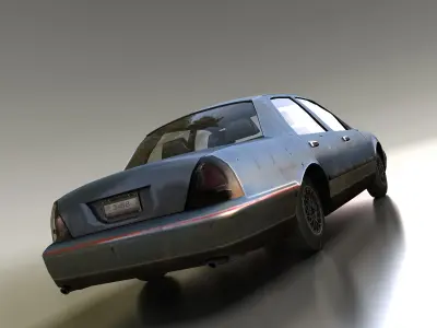 Textured Sedan Low-poly 3D model