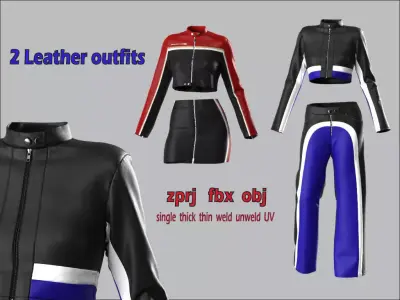 2 Leather Outfits 3D model