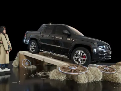 AMAROK Car DIsplay Stand - 07m x 04m - CAR INCLUDED  3D model