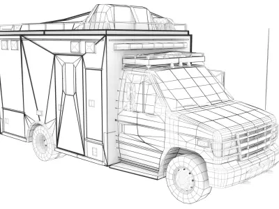 Military Ambulance Truck  Low-poly 3D model
