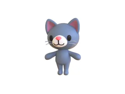 Little Cat Animated Cute 3D Models For Games And Animations Low-poly 3D model