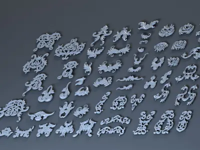 Ornate decoration parts bash Low-poly 3D model