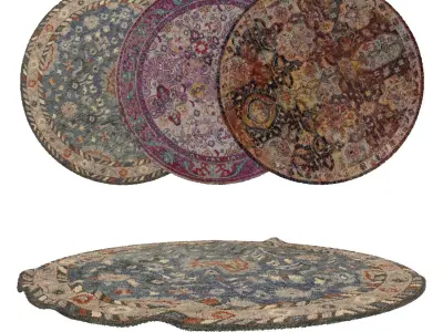 Round Rug Set 85 3D model