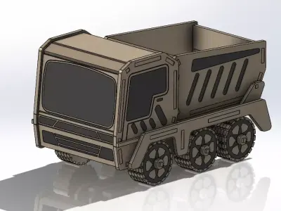  laser-cut wooden truck model 3D print model