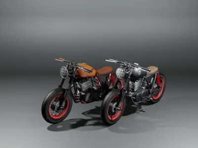 Bike Model Low Poly orange motorcycle 3D model