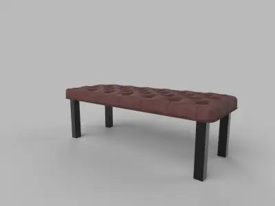 chair tufted bench with legs Low-poly 3D model