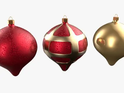 Christmas Tree Ornament Set8 - Red Yellow 3D model