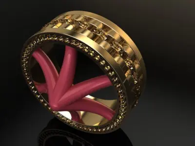 MENS ROLL LINK STYLE FASHION BAND DIAMOND RING 3D print model