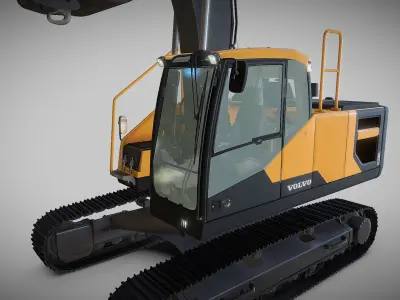 Excavator EC220EL Low-poly 3D model