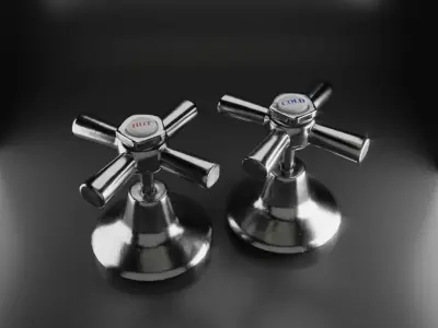 Water Tap Faucets - Hot and Cold Low-poly 3D model
