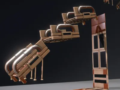 Modular Stairs Collection Woody Version Low-poly 3D model