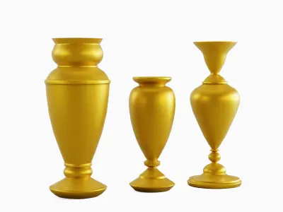 Antique Golden Vases 01 Low-poly 3D model