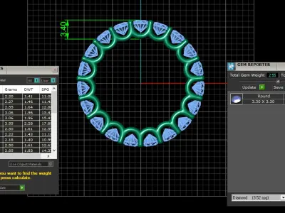 U Shaped Eternity Ring 3 point 3 mm stone size swiss 9 and EU49 3D print model