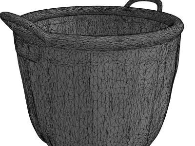 Rustic Wicker Laundry Hamper Basket Low-poly 3D model