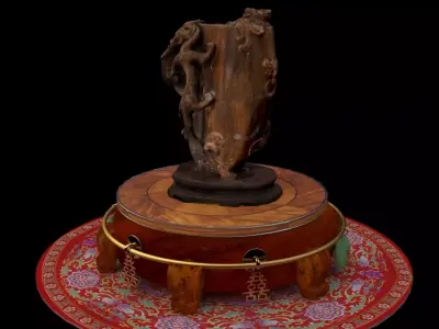 Chinese wood root carving vessel   3D model