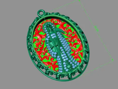  santa muerte holy death small size pendant 3D STL 3DM skull 3D print model