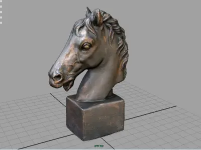 Horse Bust Low-poly 3D model
