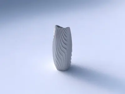Vase arc hexagon with wavy extruded lines 3 3D print model