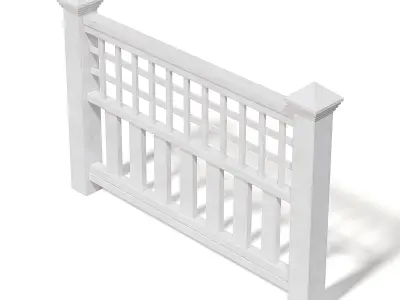 White Wooden Fence 3D Model 3D model
