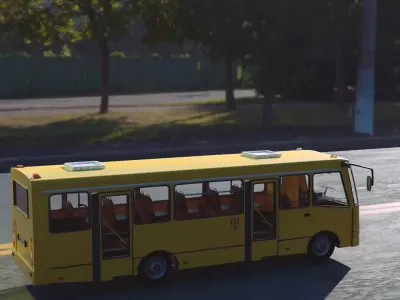 Bus  Yellow Bus  Ukrain Bus  ISUZU Low-poly 3D model