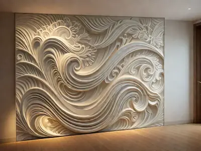 modern panel wall decor set relief stl mural CNC 164 3D model
