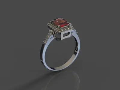 One stone with Diamond ring  Free 3D model stl 3dm obj Free 3D print model