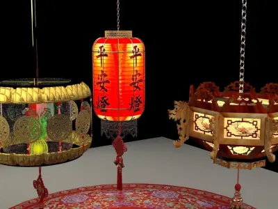 Chinese red lantern 3D model 94