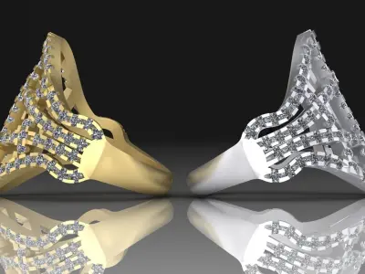 Fashion Ring with a lot off diamonds  3D print model