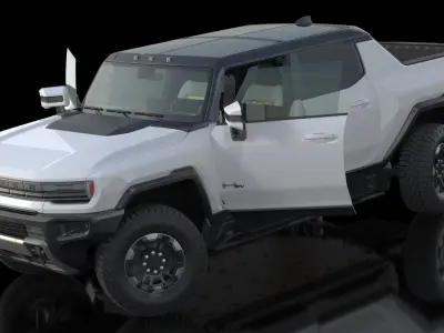 GMC Hummer EV PICKUP Lights Off Rigged for Cinema 4D 3D model