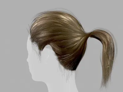 Realtime Hair Ponytail Low-poly 3D model