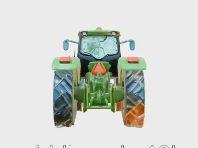 Farming Tractor 3D Model with Detailed Textures Low-poly 3D model