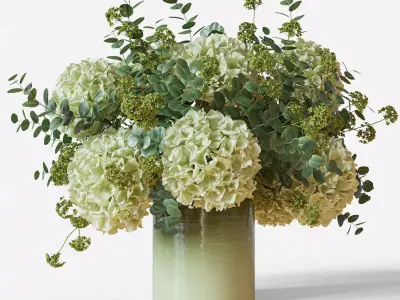 Flower Set 051 Green Hydrangea 3D model