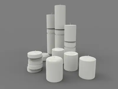 Candles Collection set of glass candle holders Low-poly 3D model