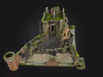 Ancient Fortress Ruins  Crumbling Stronghold Model for Fantasy 3D model
