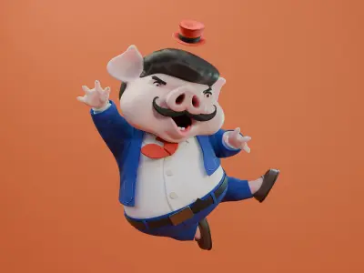 Pig 3D cartoon character 3D model