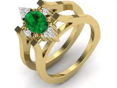 light weight  Yellow gold diamond rings-PR-481-DIA 3D print model