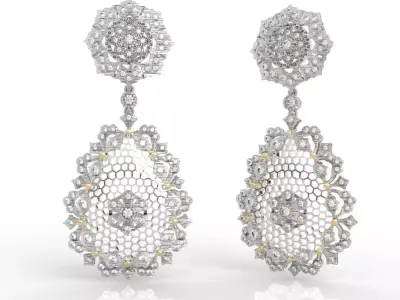 Luxury Chandelier Diamond Earrings 3D print model