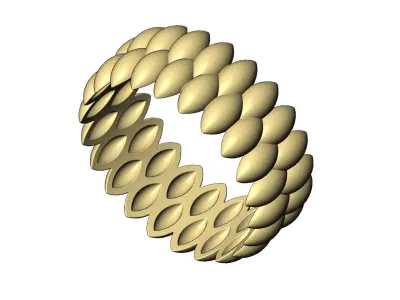Double row seed shaped motif band size 5to11  3D print model