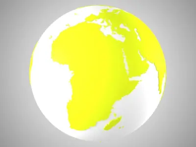Solid Color Yellow White Globe 3D model