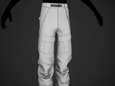 White Snowboard Pants Style 3 Low-poly 3D model