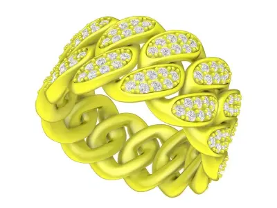 6988 luxury Cuban Diamond Ring 3D print model
