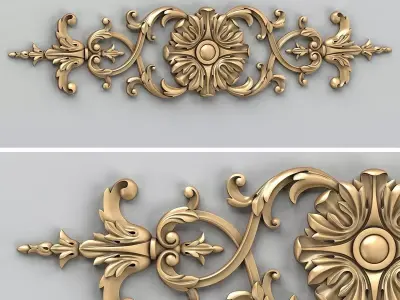 Carved decor horizontal 025 3D model