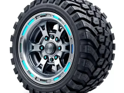 Futuristic AllTerrain Tire model pack Low-poly 3D model